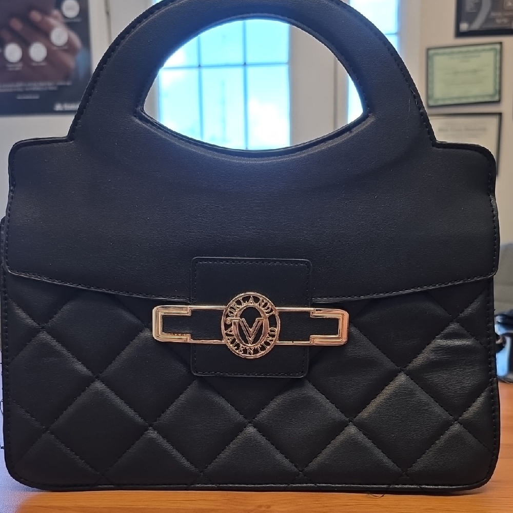 Valentino Orlandi Black  Quilted Satchel